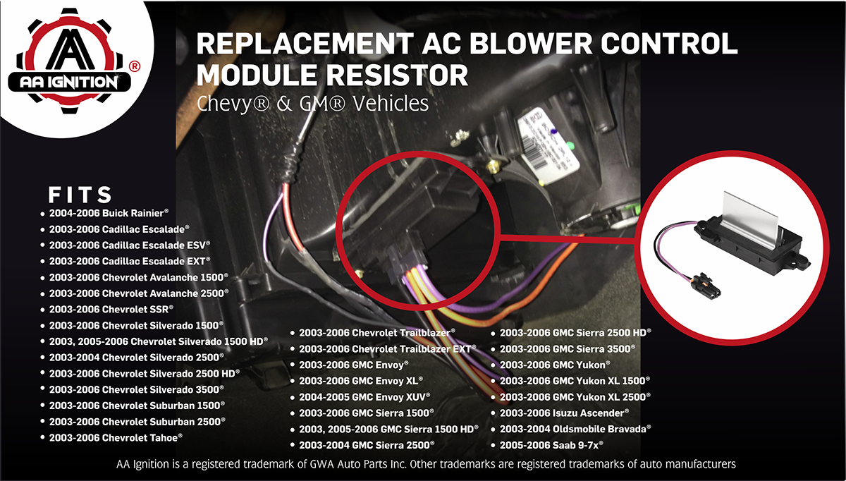 AC Heater Blower Control Motor Resistor with Harness Compatible with 2003-2006 Chevy GMC Yukon XL Isuzu 05-06 Buick Saab 9-7x 89018778 89019351 19260762 93803636 